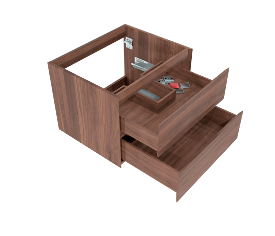 Balmani Mitra zwevende wastafelonderkast 67,5 x 55 cm Amerikaans notenhout 2 lades