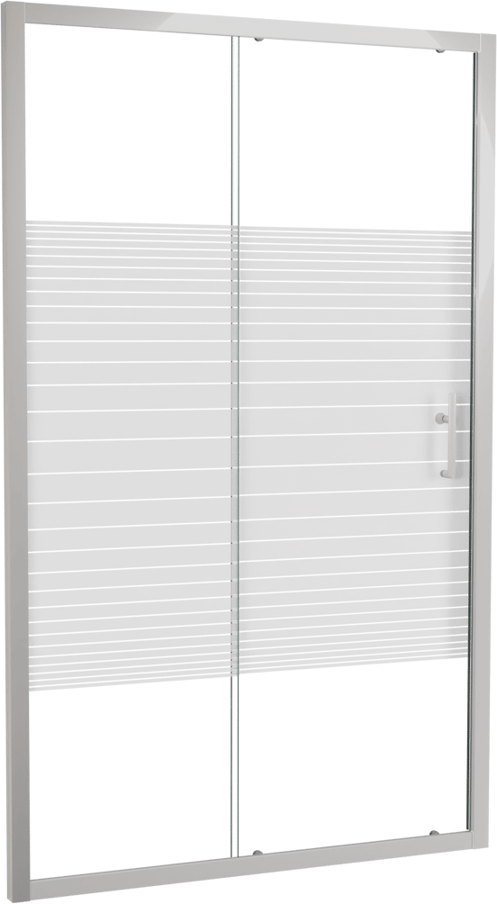SanyOne Anton porte coulissante 120 cm x 190 cm verre À rayures profil blanc brillant
