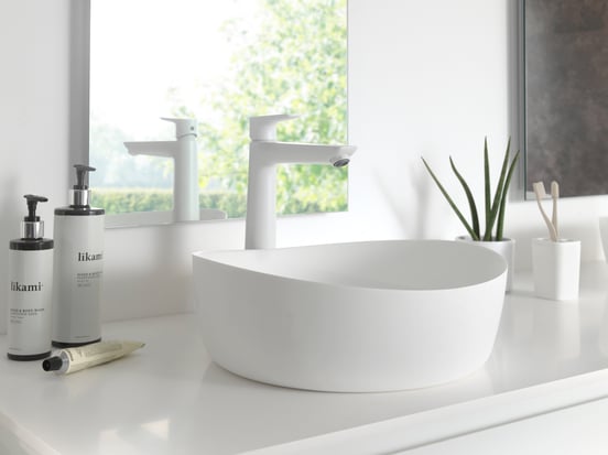 Balmani Jezi Aufsatzwaschbecken: Solid Surface, matt, rund, Ø 37,5 cm