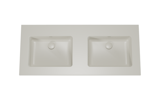 Storke Diva dubbele wastafel mat zijdegrijze top solid 120 x 52 cm