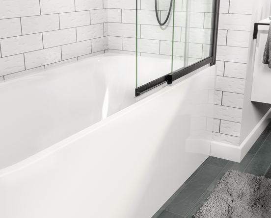 Luca Varess Vetras uitschuifbare badwand 100 cm helder glas mat zwart profiel