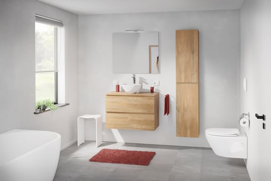 Linie Lado zwevende wastafelonderkast 80 x 46 cm naturel eiken 2 lades