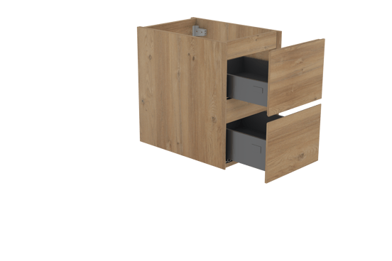 Storke Edge zwevende wastafelonderkast 35 x 52 cm ruwe eik 2 lades