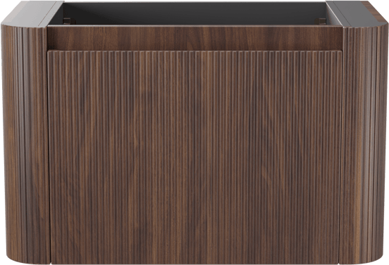 Storke Soft zwevende wastafelonderkast 80 x 46 cm Notenhout 2 lades vert. sym. Groef