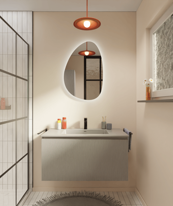 Storke Diva enkele wastafel mat zijdegrijze top solid 95 x 52 cm