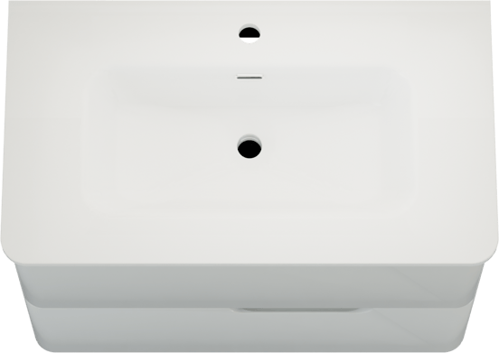 Linie Curvo zwevend badkamermeubel 80 x 46 cm glanzend wit met Baro Curvo enkele wastafel in porcelein glanzend wit