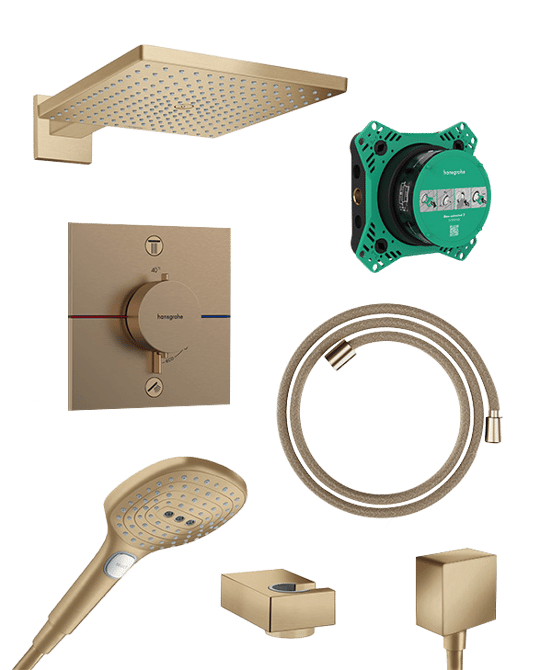 Hansgrohe Showerselect Comfort_E robinet thermostatique Colonne de douche de pluie encastré avec douche de tête 30 x 30 cm brushed bronze