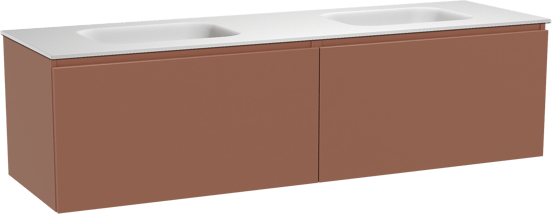 Balmani Sfera hängendes Möbelstück Set: 180 x 55 cm, Cotto, mit Tablo Arcato Doppelwaschtisch, Solid Surface Weiß matt