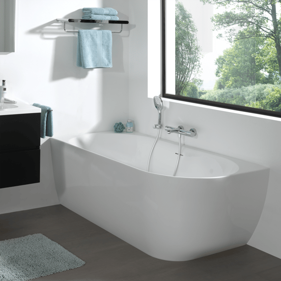 Luca Varess Otello baignoire d'angle gauche duo 180 x 85 cm acrylique Blanc Brillant