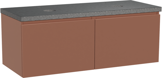 Balmani Sfera zwevend badmeubel 135 x 55 cm cotto met Rock dubbel wastafelblad in zwart graniet