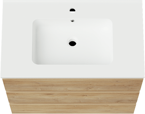 Linie Lado staand badmeubel 80 x 46 cm naturel eiken met Vano enkele wastafel in composietmarmer mat wit