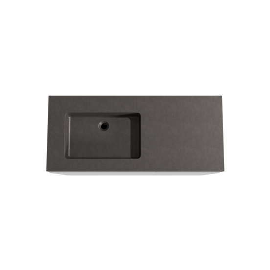 Storke Edge meuble salle de bains à poser 120 x 52 cm blanc mat avec Scuro High plan vasque asymétrique à gauche en quartz noir mat