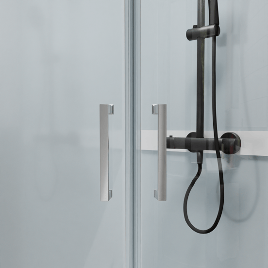 Luca Varess Talan cabine de douche quart-de-rond avec portes coulissantes 90 x 90 cm verre transparent profil chrome mat