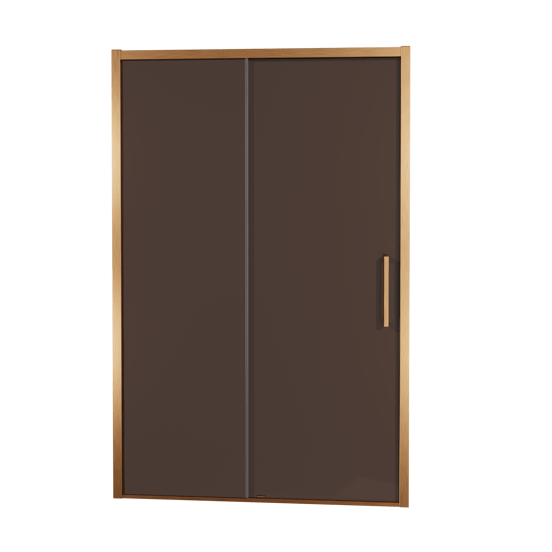 Balmani Senses Design Dusche Schiebetür, umkehrbar, 160 cm x 210 cm, Bronze Glas, Profil Brushed Rosegold