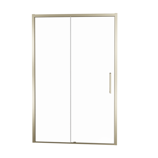Balmani Senses Design Dusche Schiebetür, umkehrbar, 180 cm x 210 cm, Klarglas, Profil Brushed Champagner Gold, inklusive Coating