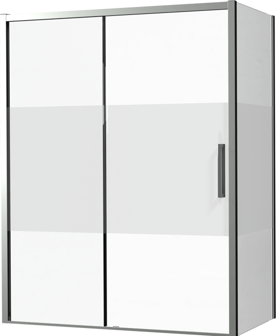 Luca Varess Senses douchecabine met linkse schuifdeur en vaste zijwand 160 x 90 cm Helder glas met matte strook glans chroom profiel