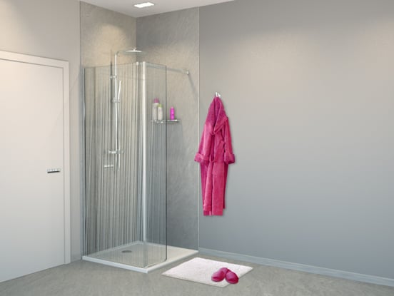 Balmani Modular Walk-In-Dusche mit fester Seitenwand 80 x 200 cm, Mikado Glas, Profil chrom glänzend