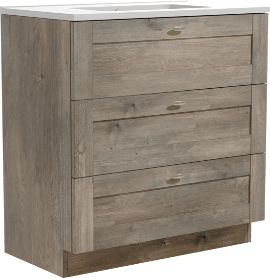 Linie Classo meuble salle de bains à poser 80 x 46 cm chêne gris avec Vano plan simple en marbre composite blanc mat