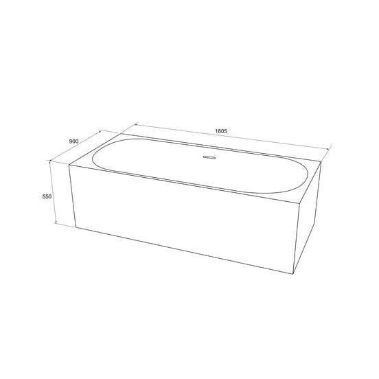 Balmani Rallanta Cresta baignoire îlot rectangulaire 180 x 90 cm Solid Surface blanc mat