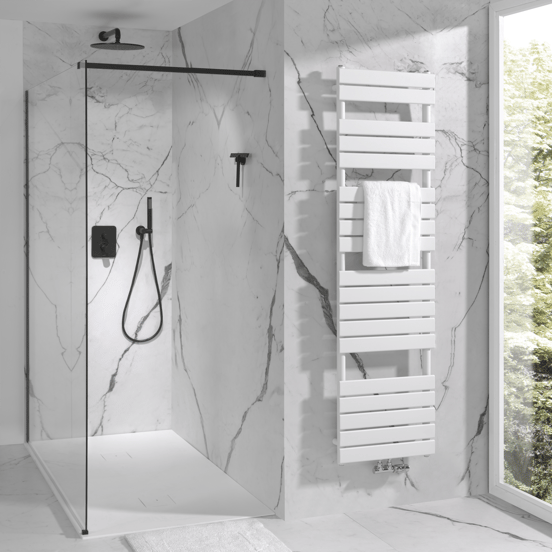 Blaufoss Duschwischer, schwarz matt mit Wandaufhänger für die Wandbefestigung