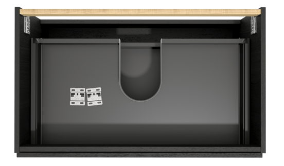 Balmani Lucida hängender Waschbeckenunterschrank: 90 x 55 cm, Eiche Schwarz, 2 Schubladen