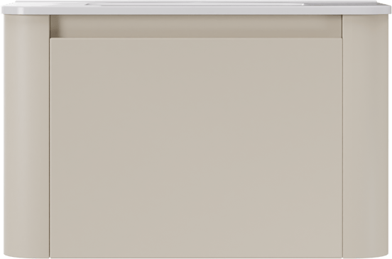 Storke Soft hängendes Möbelstück Set: 80 x 46 cm, Sand Matt, mit Kera Soft Einzelwaschtisch Keramik Weiβ glänzend