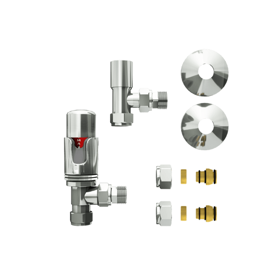 Vipera Torci set de robinet thermostatique connexion coudée à 90° chrome