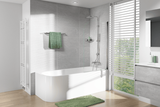 Linie Milos Badewannenaufsatz: 85 cm, Chrom Profil