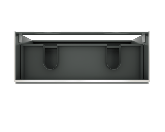 Linie Lado stehender Waschbeckenunterschrank: 120 x 46 cm, Weiß Glänzend, 3 Schubladen, 2 Siphonaussparungen