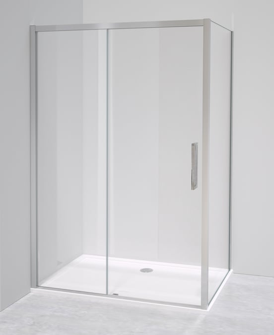 Luca Varess Senses paroi de douche avec porte coulissante et paroi latérale fixe 90 x 140 cm verre transparent profil chrome brillant