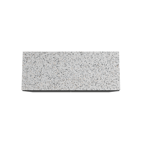 Storke Edge freistehendes Möbelstück Set: 130 x 52 cm, Schwarz matt, mit Tavola Einzel- oder Doppel Waschtischplatte, Terrazzo in Weiß/Schwarz matt