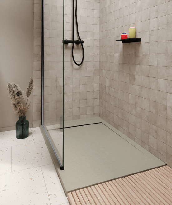 Luca Varess Dandy receveur de douche 140 x 80 cm marbre composite Soie grise mat structure rock