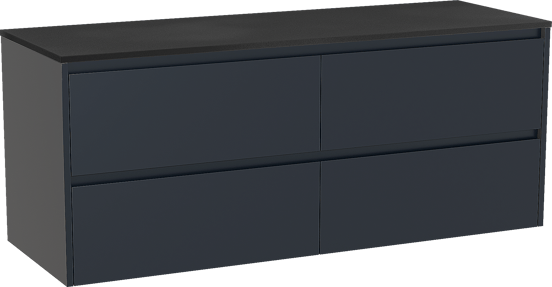 Storke Seda meuble salle de bains suspendu 150 x 52 cm bleu nuit avec Panton tablette simple ou double en mdf enduit de poudre noir mat