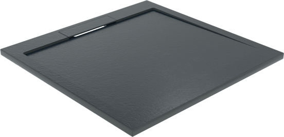 Balmani Indus douchebak 90 x 90 cm composietmarmer grafietgrijs leisteenstructuur