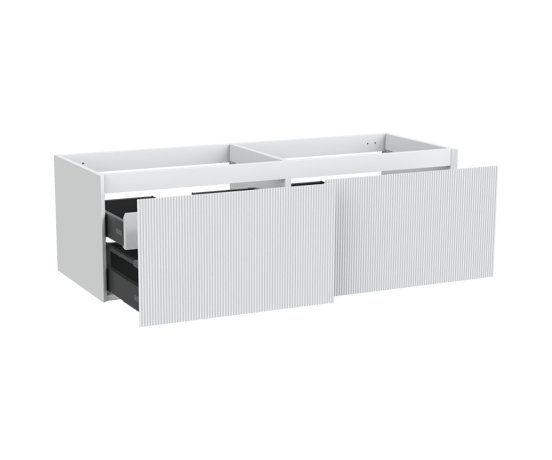 Balmani Fila hängender Waschbeckenunterschrank: 150 x 55 cm, Weiß Matt, 4 Schubladen