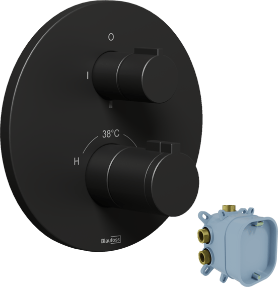 Blaufoss Smartbox Round thermostat de douche encastré 2 fonctions noir mat incl élément intégré