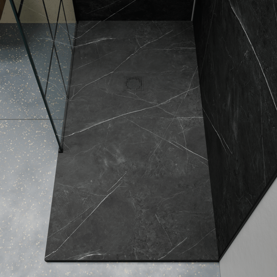 Luca Varess Suite receveur de douche 180 x 90 cm marbre composite Marble Dark 