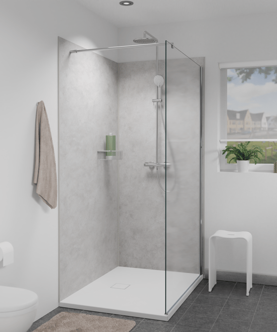 Linie Plato set douchewandbekleding set 2 x 90x210 cm pvc lichtgrijs Clermont