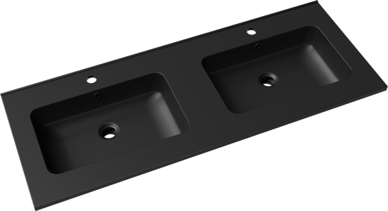 Linie Vano dubbele wastafel Mat Zwarte composietmarmer 120 x 46 cm