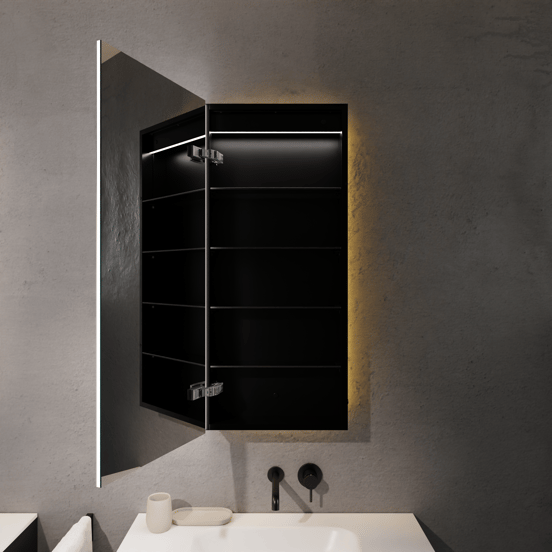 Balmani Mara armoire de toilette lumineux et anti-buée 45 x 100 cm Noir Mat
