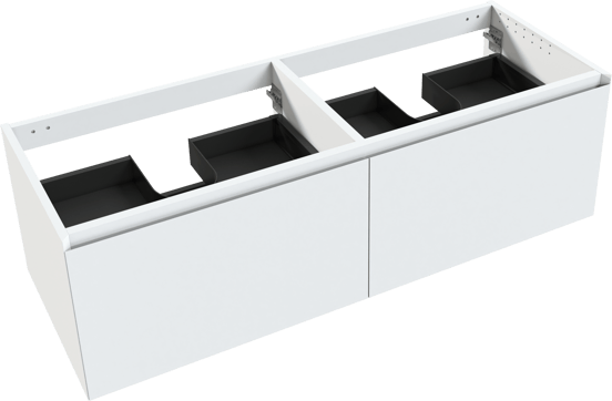 Balmani Idra hängender Waschbeckenunterschrank: 150 x 55 cm, Weiß matt, 4 Schubladen