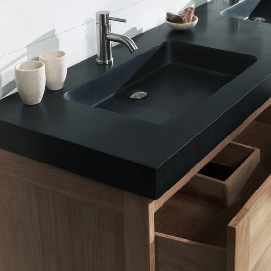 Balmani Napoli dubbele wastafel verzoete graniet 180 x 55 cm