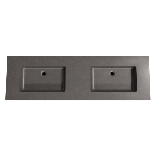 Storke Edge zwevend badmeubel 170 x 52 cm beton donkergrijs met Scuro dubbele wastafel in kwarts mat zwart