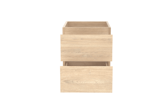 Balmani Mitra hängender Waschbeckenunterschrank: 45 x 55 cm, Eiche Natur, Furnierholz, 2 Schubladen