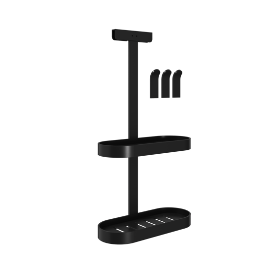 Linie Lucy porte-shampooing double pour paroi de douche avec crochets de serviette noir mat