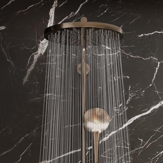 Blaufoss Nola 300 opbouw regendoucheset thermostatische kraan Brushed CoolMetal