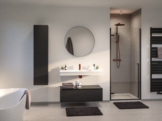 Luca Varess Stilus linkse douche draaideur 90 x 200 cm helder glas mat zwart profiel