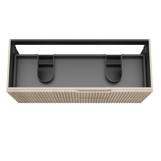 Linie Ribbo hängender Waschbeckenunterschrank: 120 x 46 cm, Eiche hell, 2 Schubladen