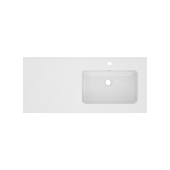 Linie Vano plan vasque asymétrique à droite marbre composite brillant 100 x 46 cm