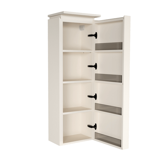 Balmani Eclips Ribs zwevende kolomkast rechts Sandbeige 44 x 32 x 130 cm vert. sym. groef